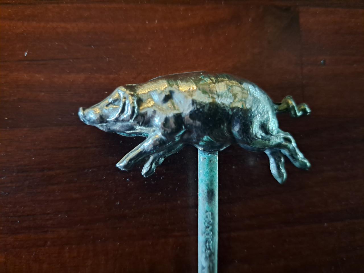 Verzilverde antieke vleespen / spies