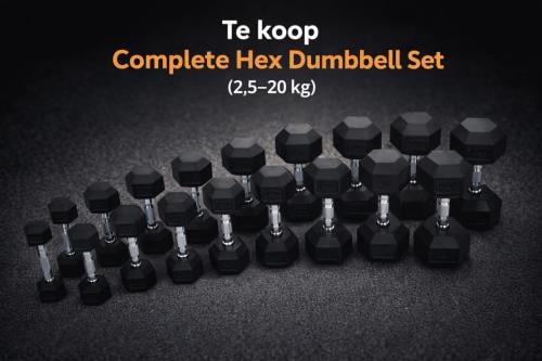 Complete set hexagon dumbbells – 8 sets (2,5 t/m 20 kg) – Nieuwstaat