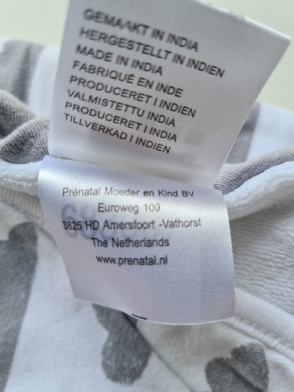 2 X wit / grijs badcape en droogdoek van Prenatal/ Dookey