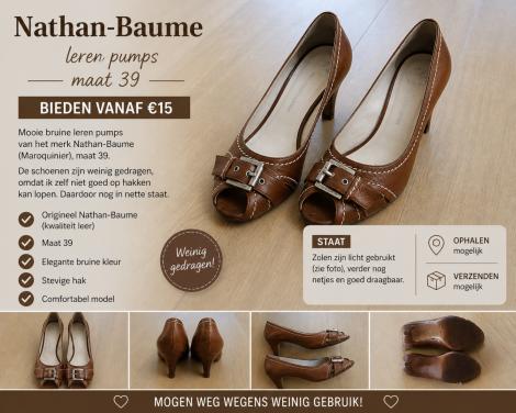👠Nathan-Baume leren pumps maat 39 – netjes | bieden vanaf €15
