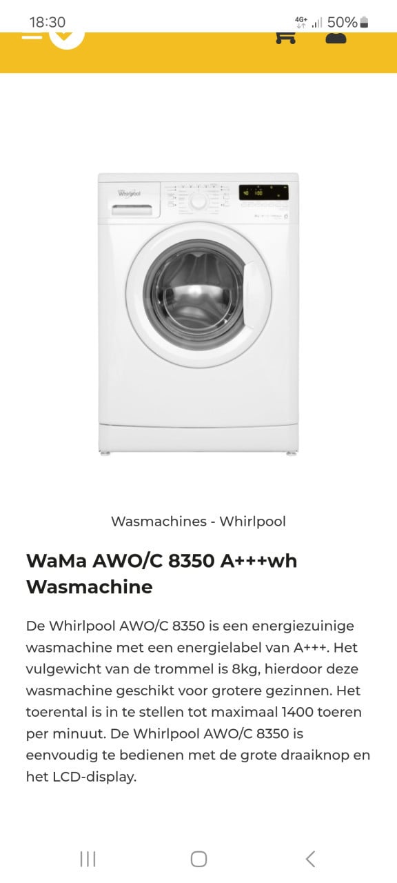 Zuinige Whirlpool wasmachine 8 kg
