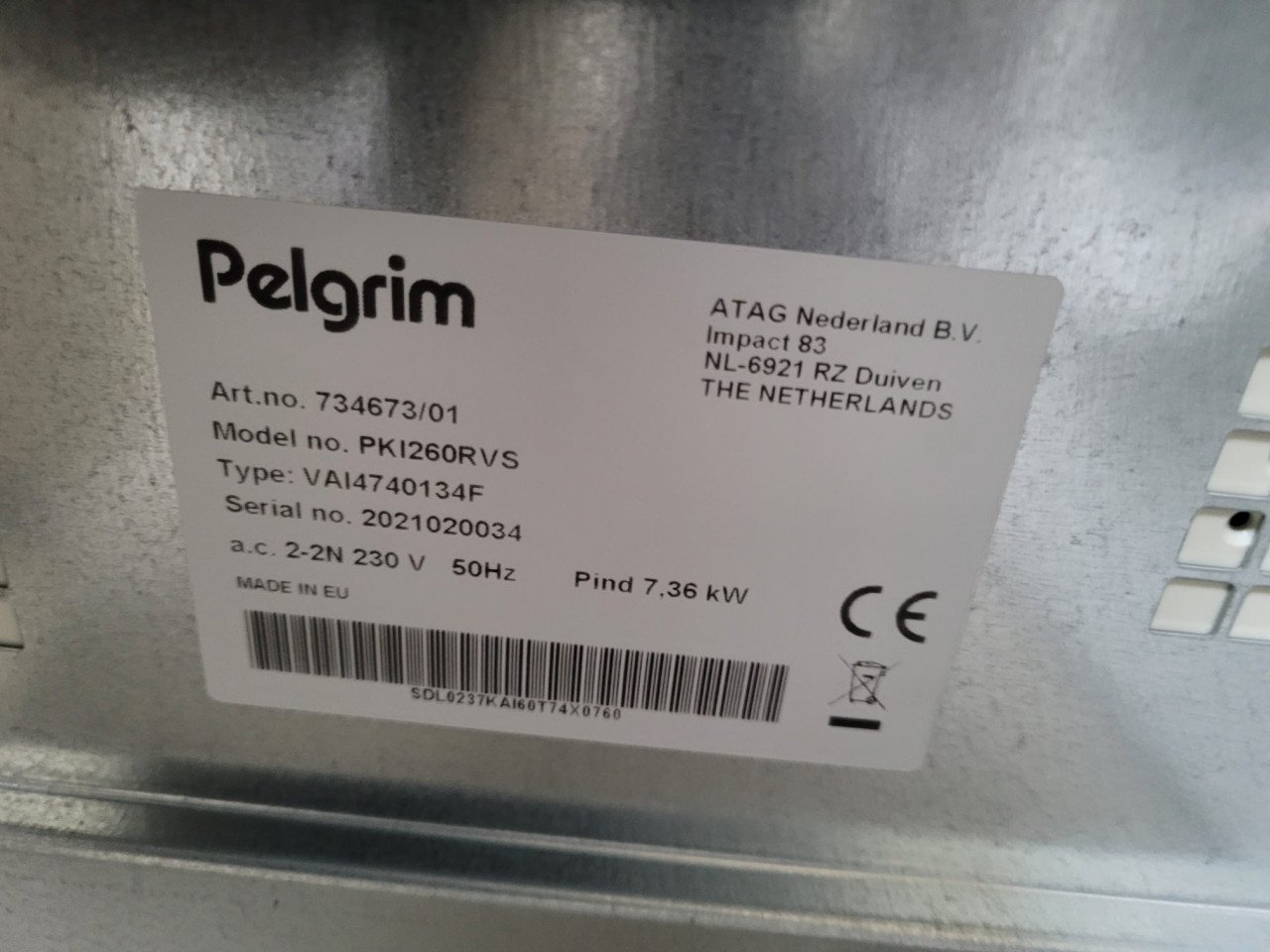 Pelgrim pki260rvs vrijstaande inductiekookplaat