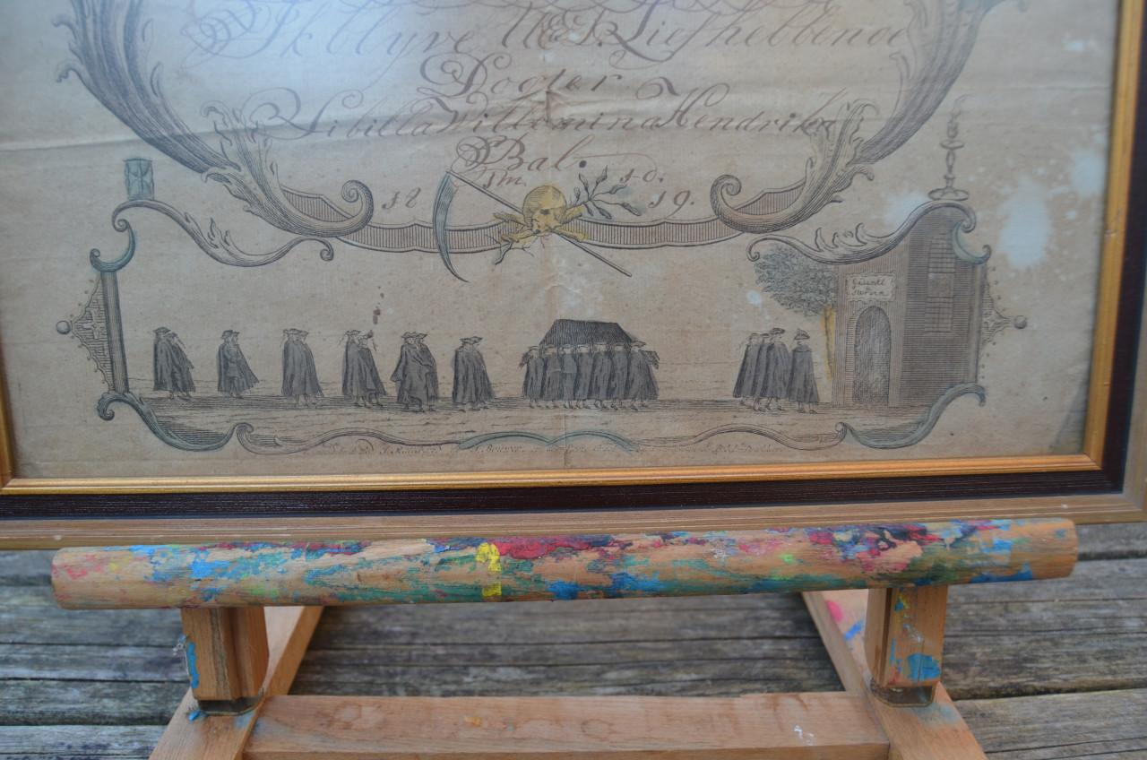 Rouwgedicht 1819 gravure. Sibilla Wilhelmina Hendriks Bal