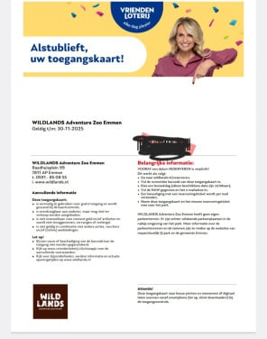 4 tickets wildlands zoo emmen