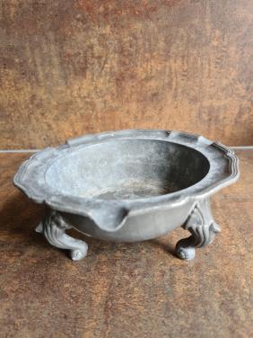 Prachtige antieke tinnen asbak perfect voor decoratie of als verzamelobject