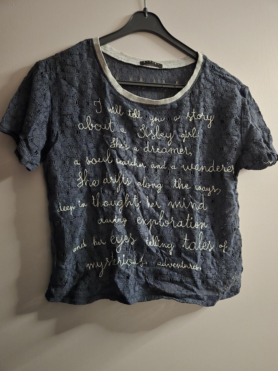 Zwart Kanten shirt van Sisley  Maat 160 /10-11 jaar.