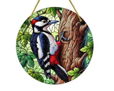 Grote bonte specht (nieuw) raamhanger / cadeau