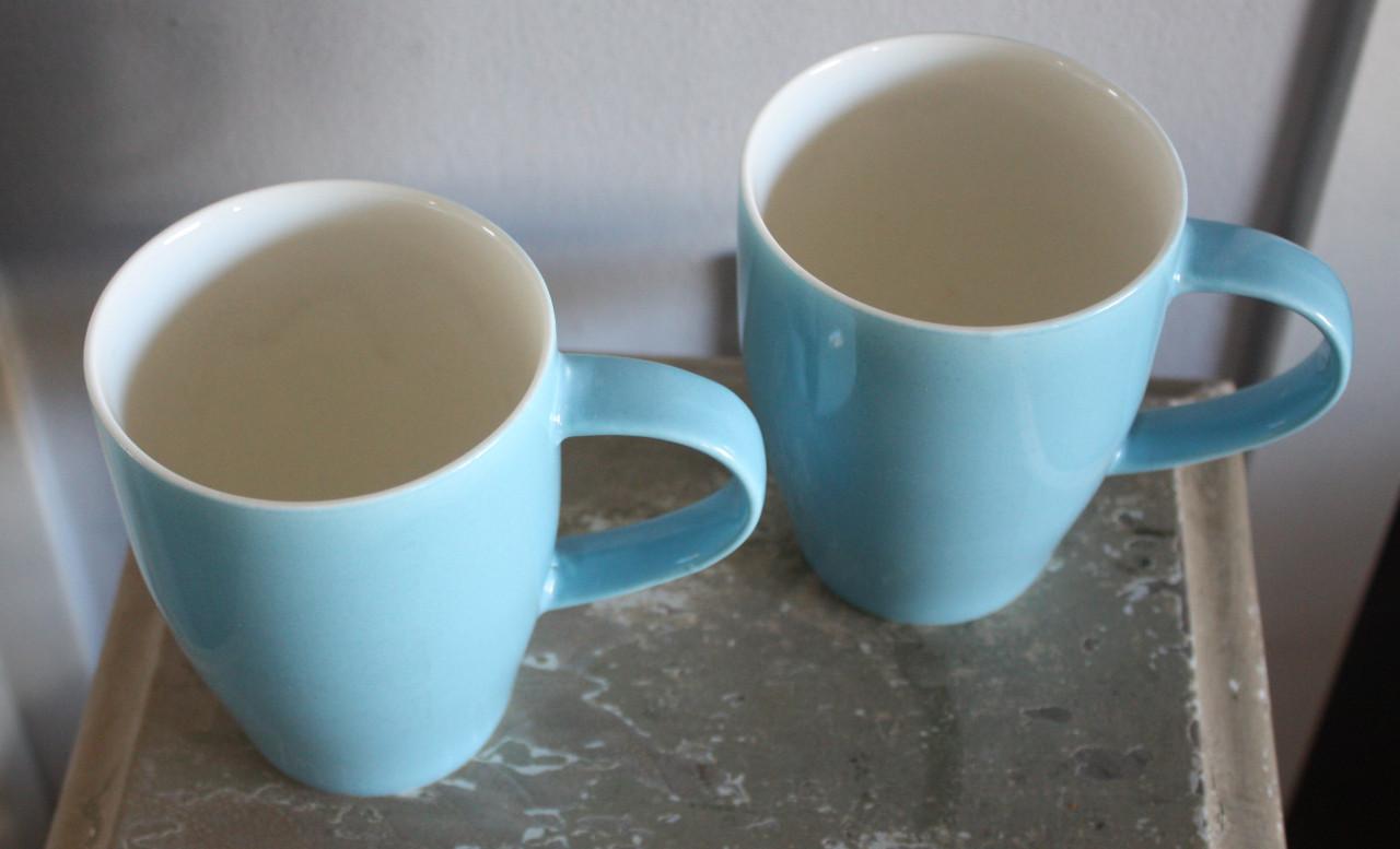 2grote licht blauwe mokken