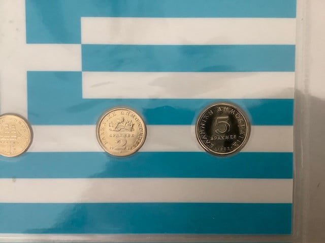Griekenland , setje met 3 vergulde munten.