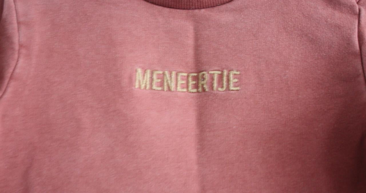 Bruin rood truitje met tekst meneertje maat 86