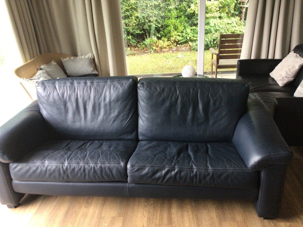 Blauw leren bank