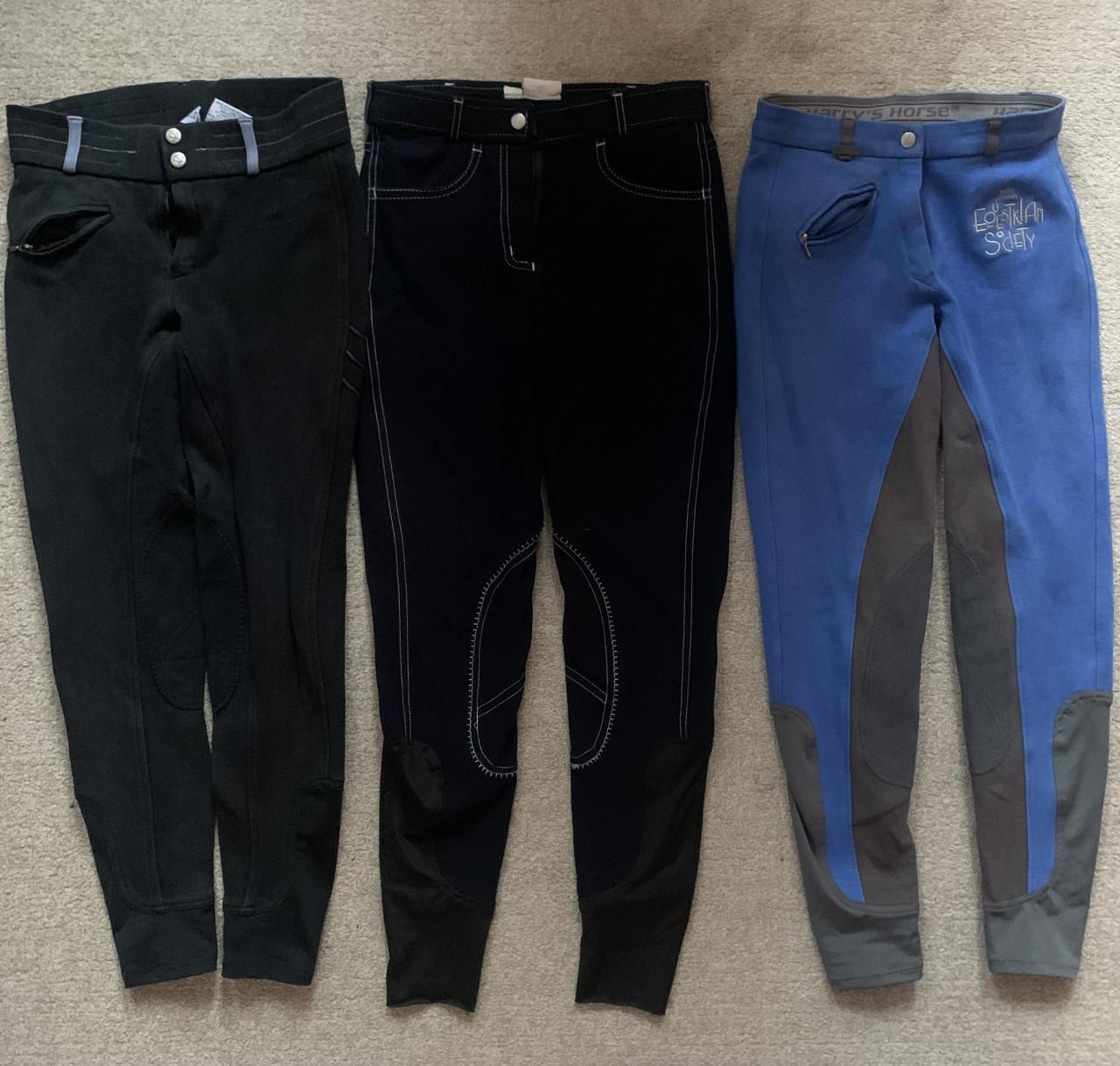 Paardrijbroeken voor kinderen in maat 176 en 34 donkerblauw en lichtblauw