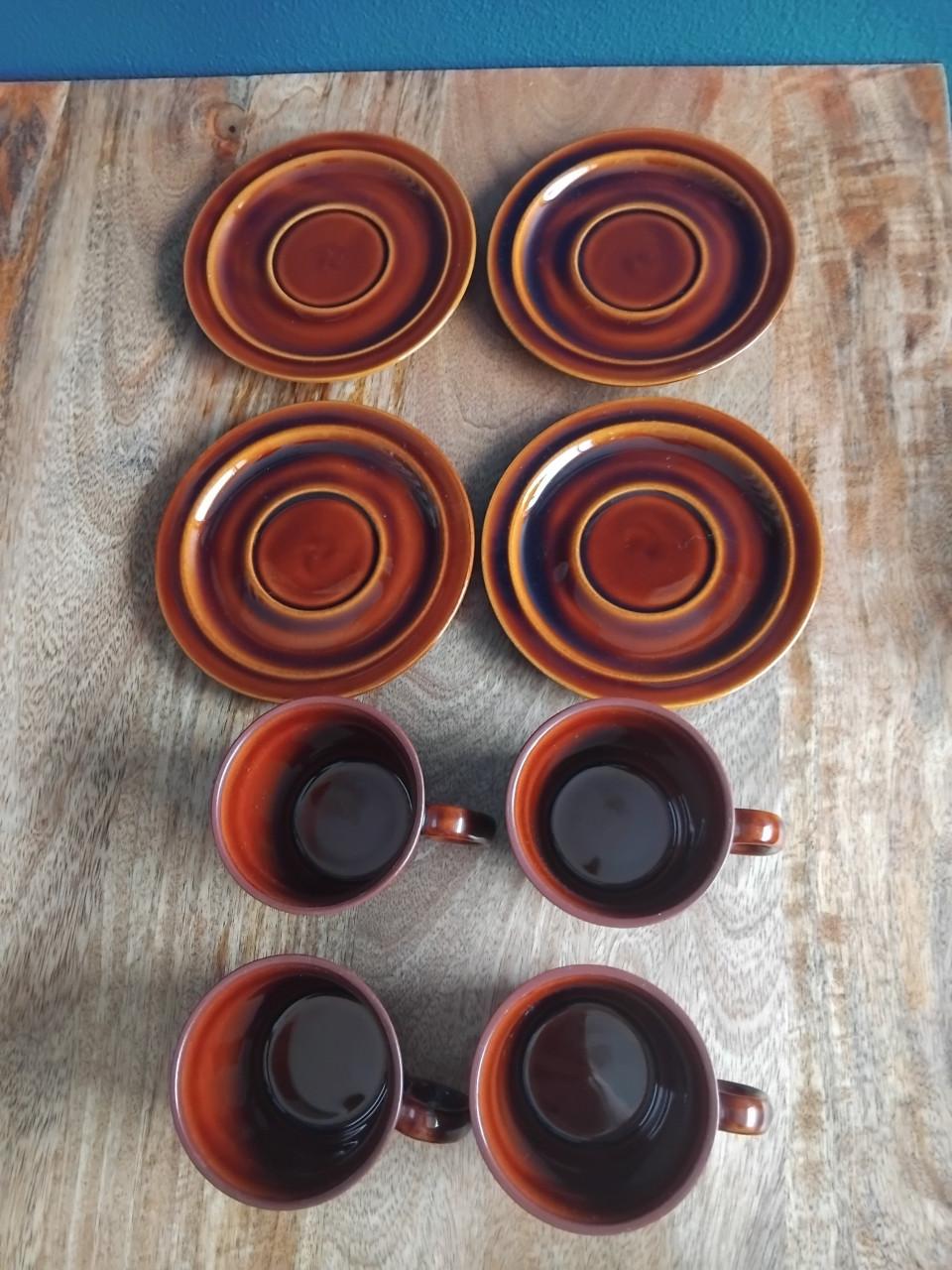 Vintage Pruszków Porselein Bruinservies