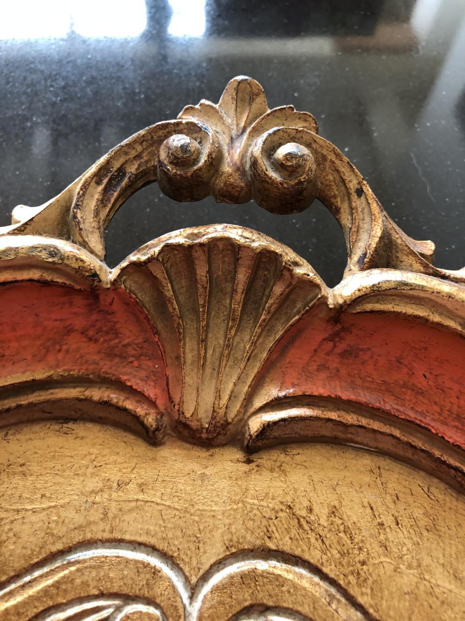 Mooi Italiaans/Florentijns houten dienblad met gouden details