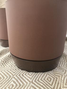 Drie Denise bloempotten met schotel Ø21 cm - Dove brown