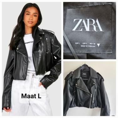 Zara zwart leer bikerjasje Maat L