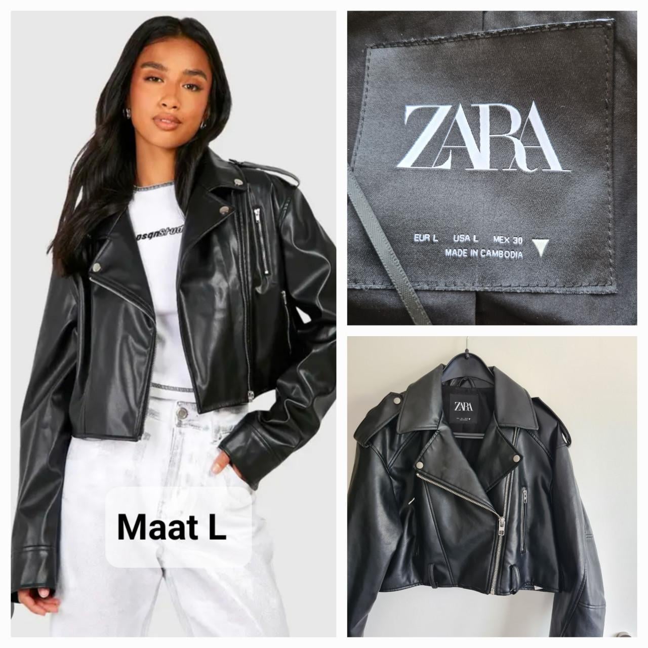 Zara zwart leer bikerjasje Maat L