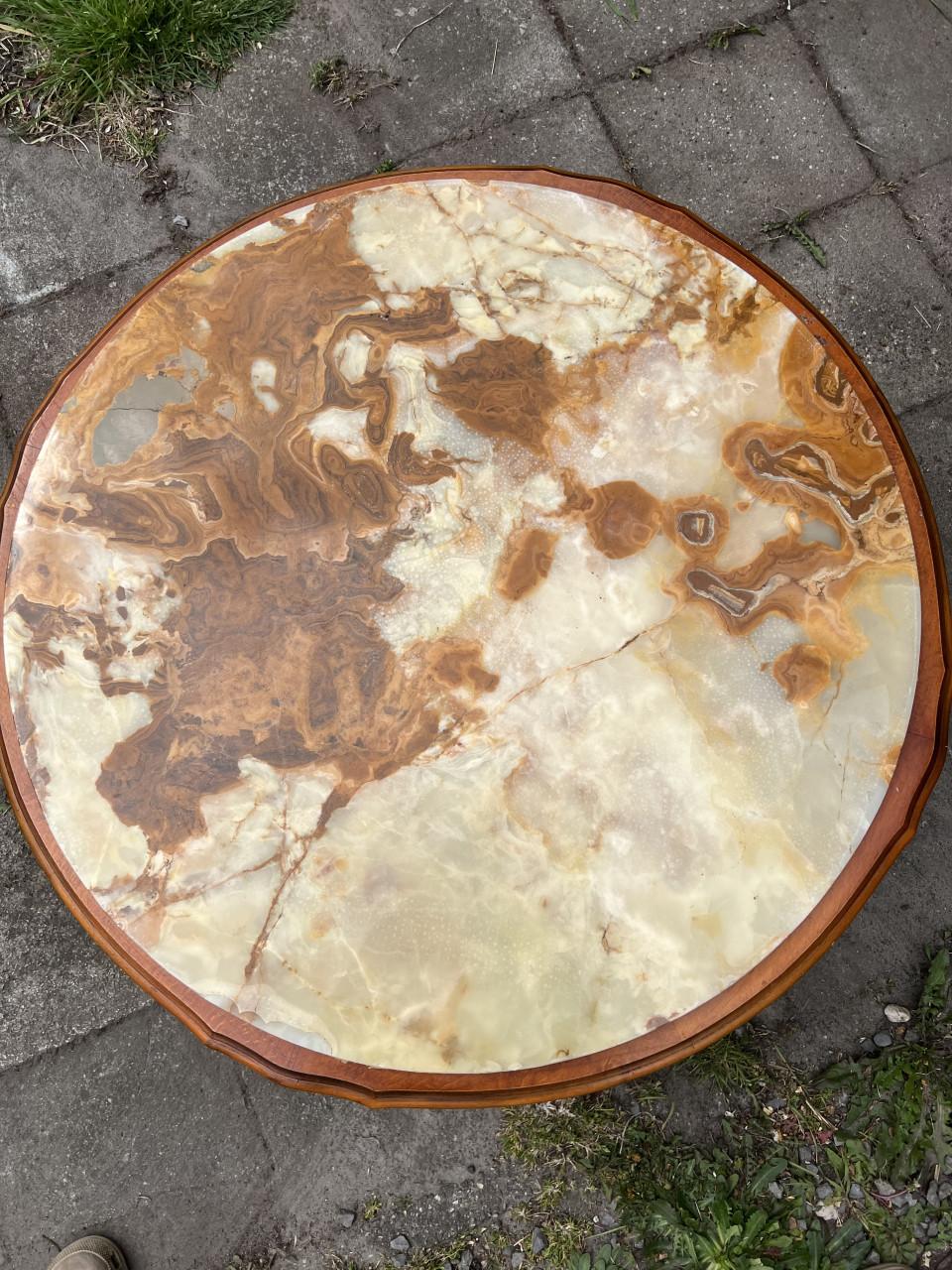 Onyx natuursteen blad vintage salontafel