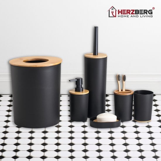 6 Delige Badkamer set Mat Zwart