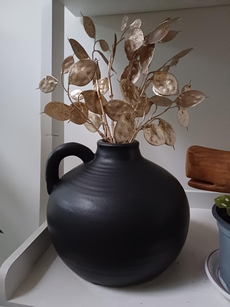 Supergave VAAS van aardewerk met glitter kunsttak