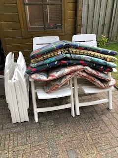 4 Hartman tuinstoelen + gratis kussens