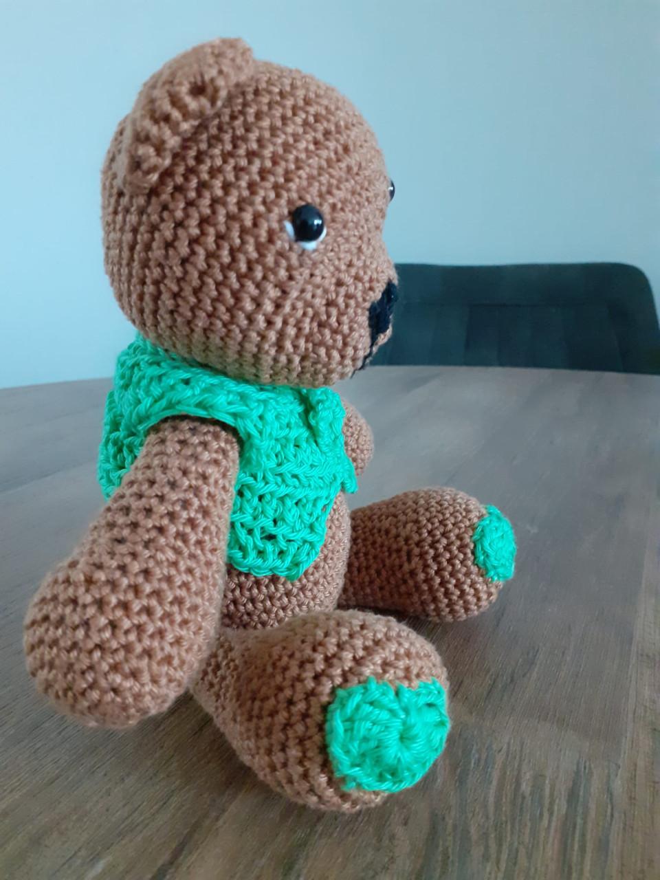 Gehaakte knuffels: beer en muis, hartstikke leuk - 7,50 per stuk