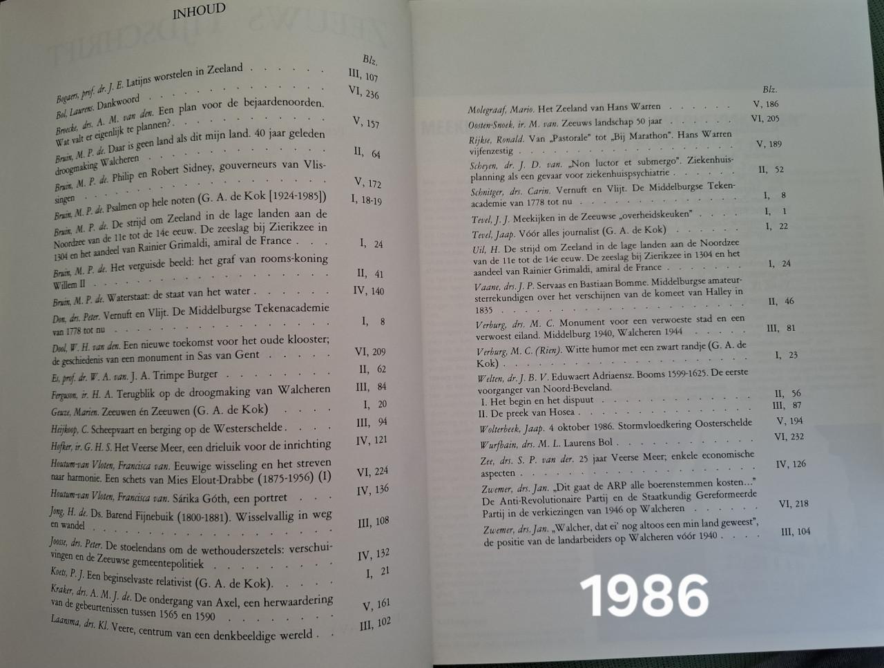 Zeeuws Tijdschrift, gebonden jaargangen 1955, 1956, 1986,1988, 1989,