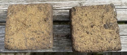 Vierkante gelige stenen 5m2, 14x14cm