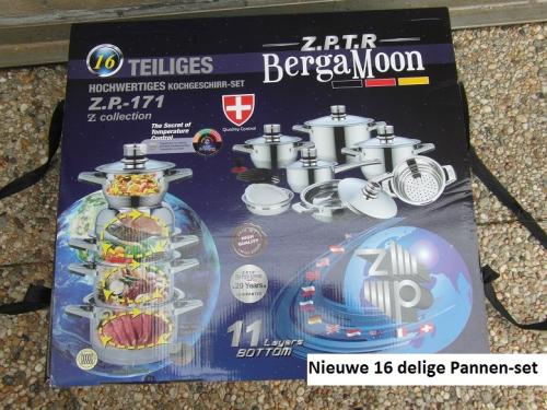 PANNEN UITZET RVS 16 delig NIEUW voor gas-inductie-elektra +
