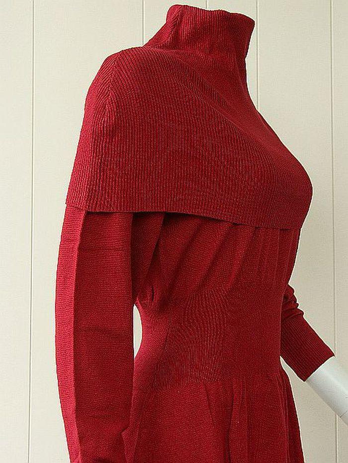 SÁBETH: Nieuw fijn gebreid trui/jurkje dieprood 100% zijde S+M+L € 280