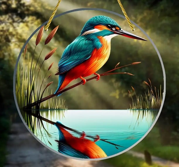 Jagende ijsvogel (nieuw) - Raamhanger , cadeau , zonnevanger