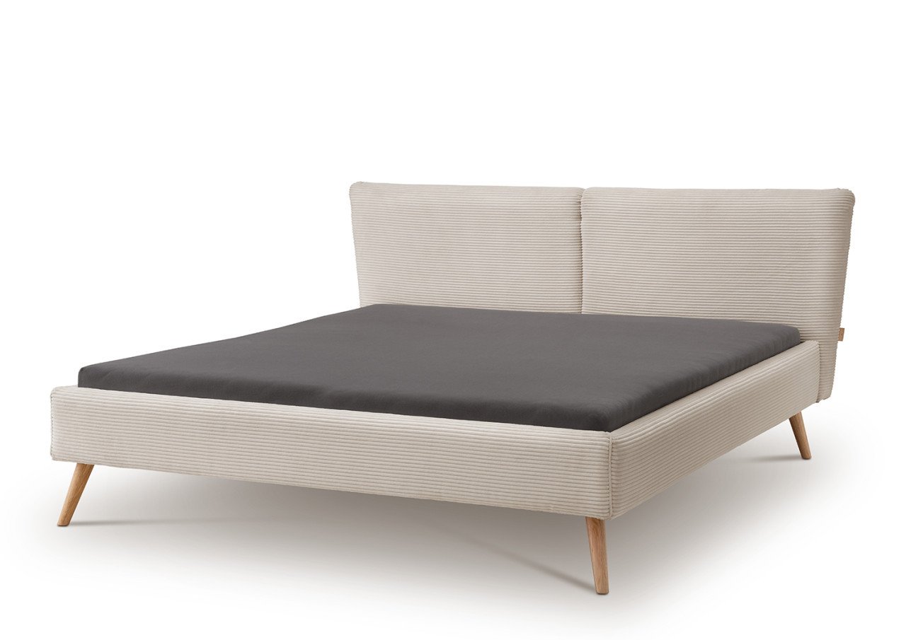 Tweepersoonsbed gestoffeerd met rib fluweel. Korte levertijd