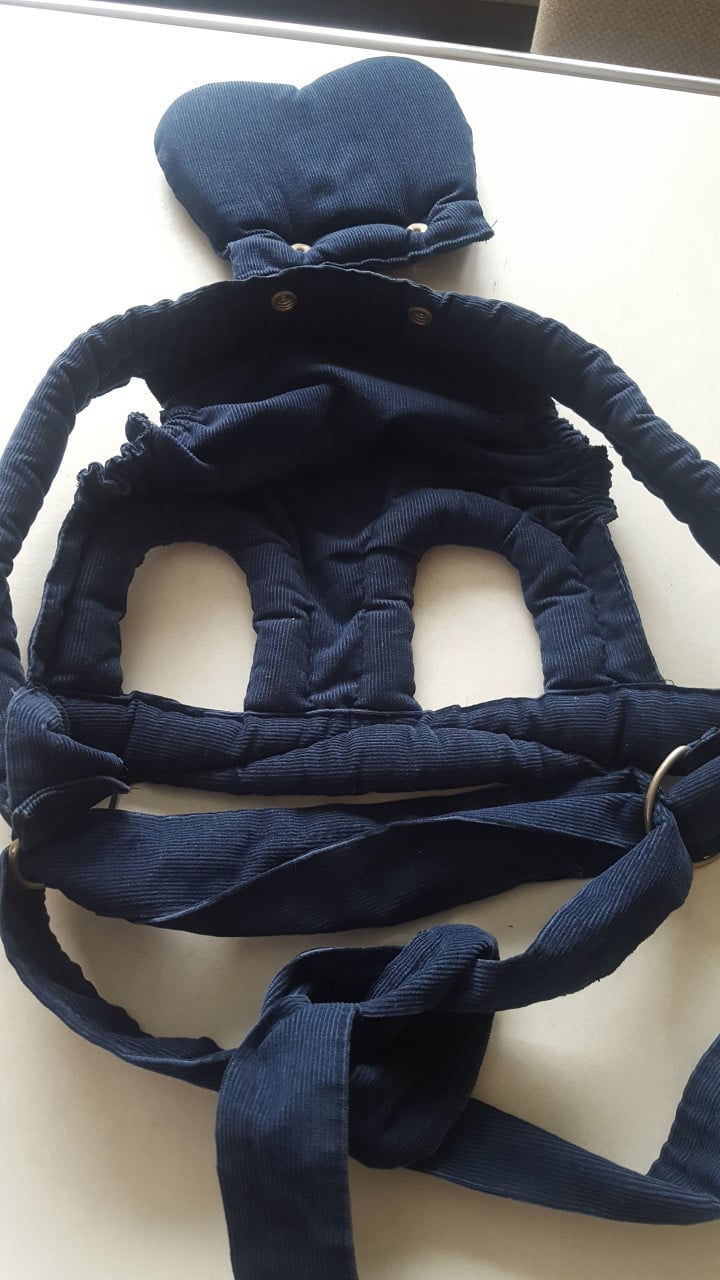 Babydraagzak vintage Easy Rider blauw ribfluweel