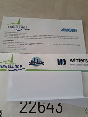 Te koop startnummer singelloop Breda 5 oktober