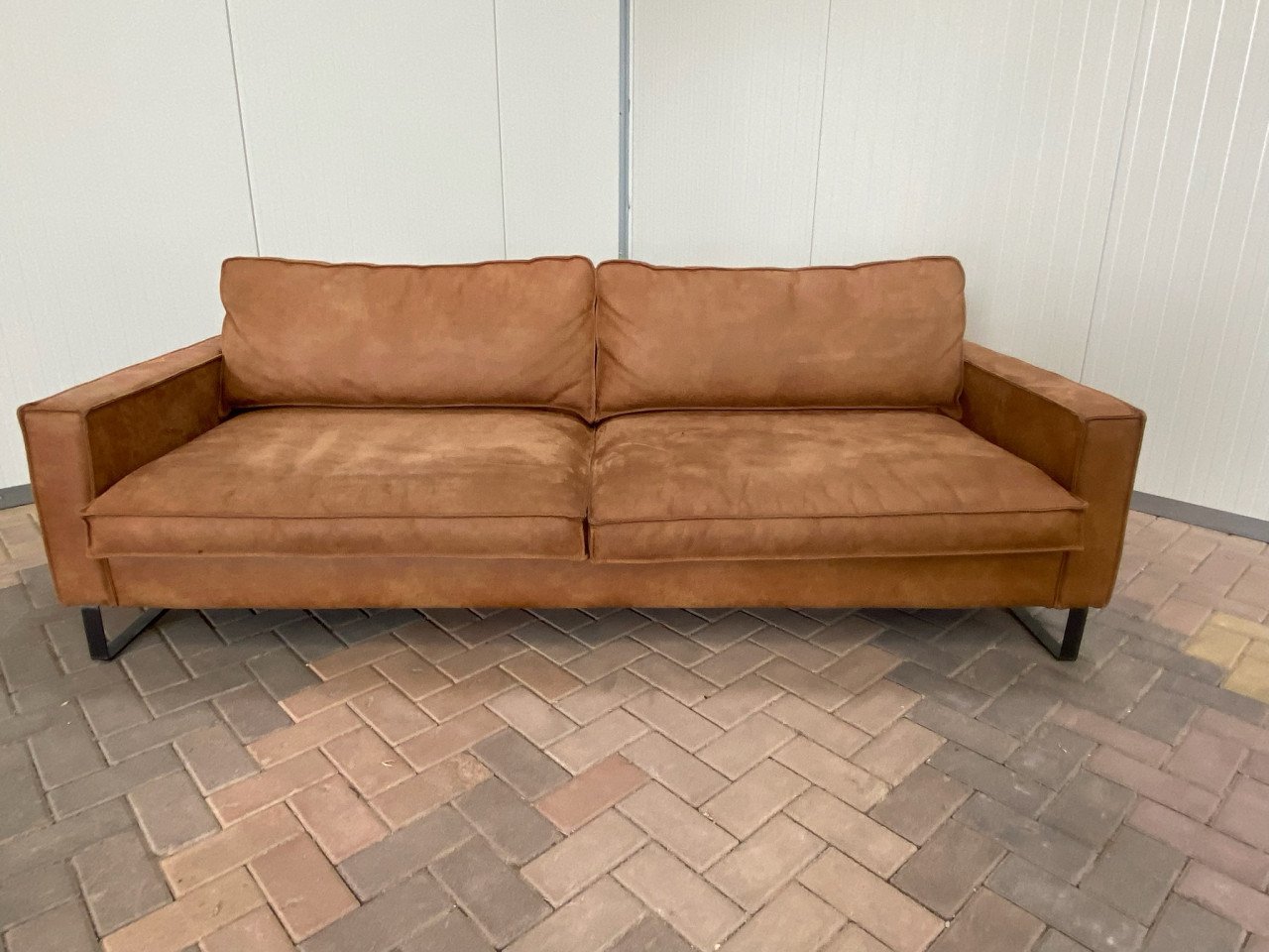GRATIS LEVERING HEEL NL Cognac Stoffen 4-zits Bankstel