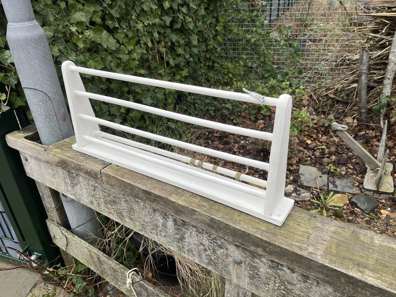 Pannen-handdoekrekje , wit - antiek