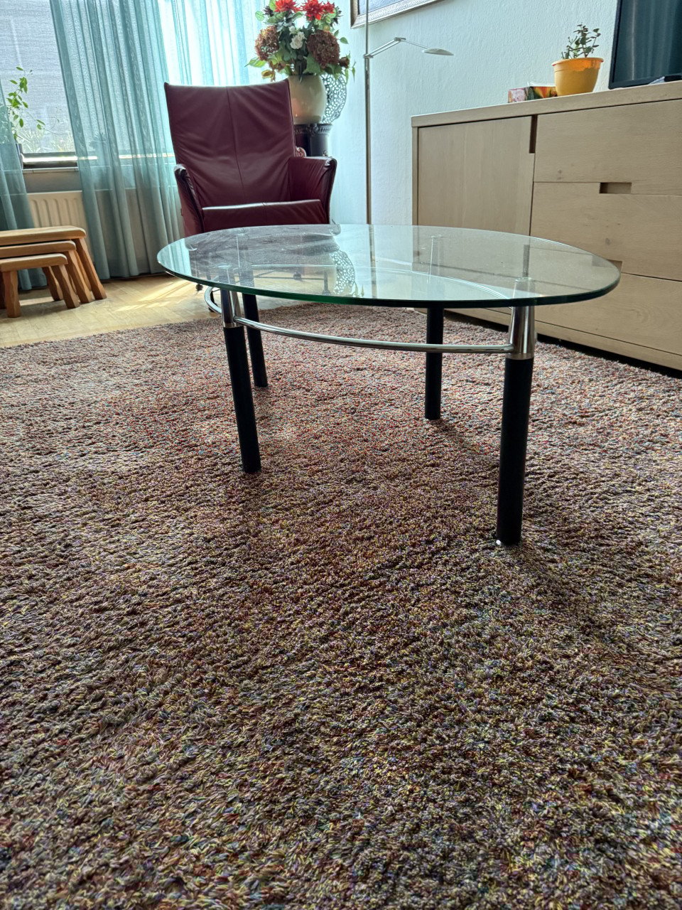 Moderne design glazen ovale salontafel