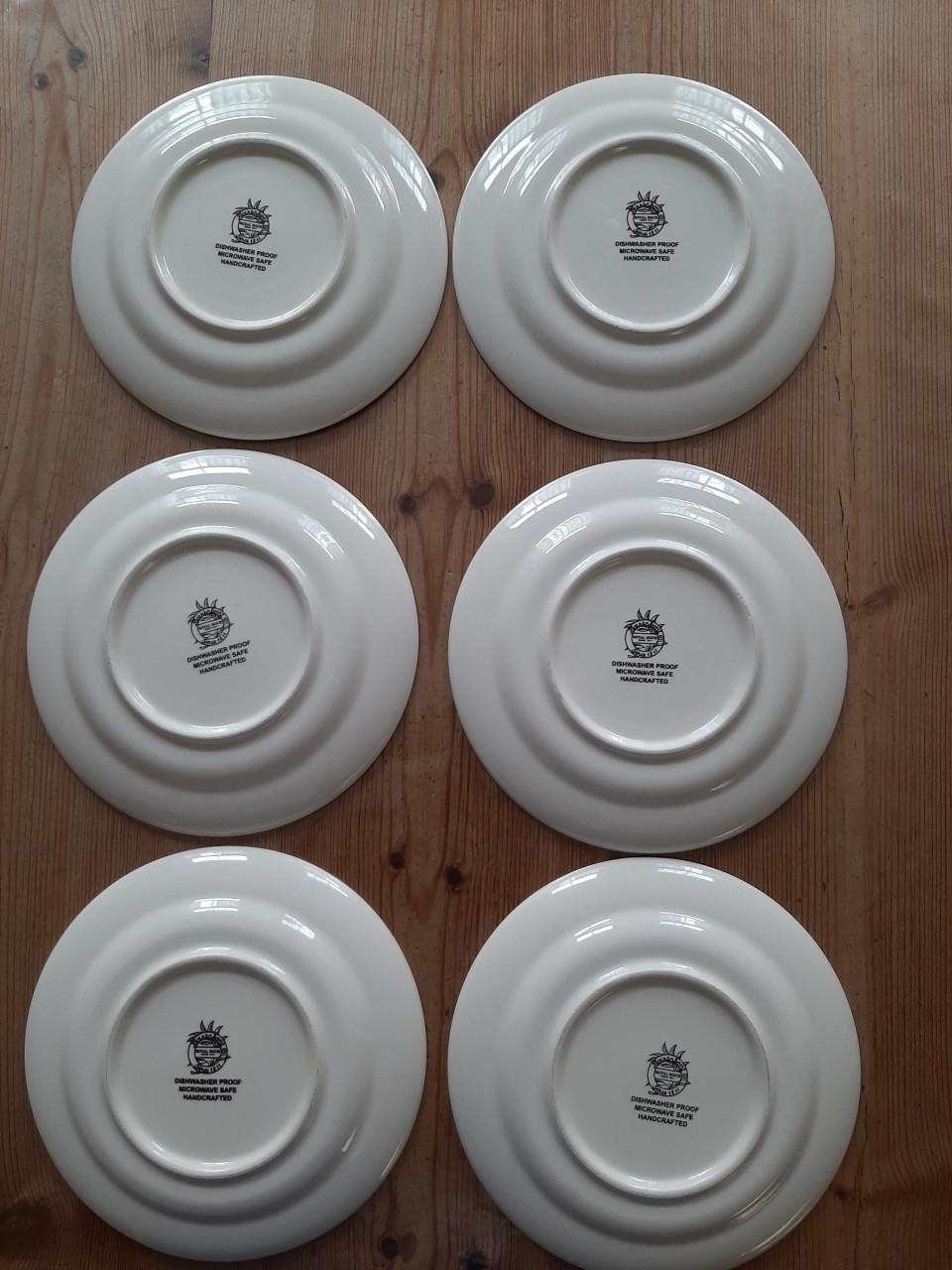 BOERENBONT BOCH - 6 GEBAKBORDJES MET PLATTE RAND - DIAMETER 17,5 CM