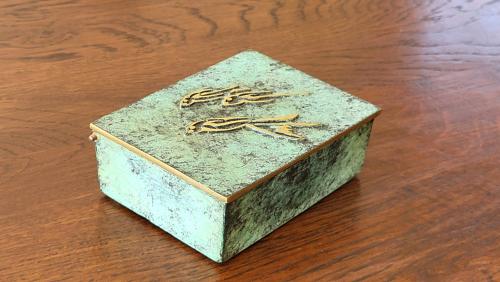 Brauerei Stauder Essen zwaar (bronzen?) doosje met zwaluw reliëf