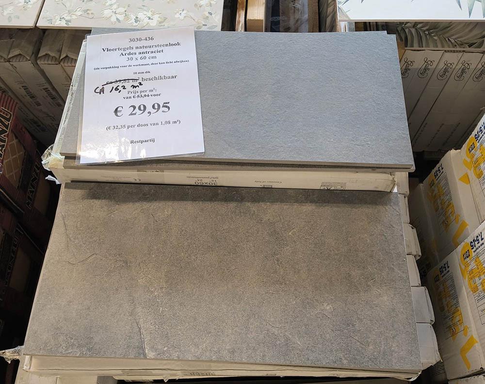3030-436 natuursteenlook tegels, antraciet, 30x60 cm, prijs per m²