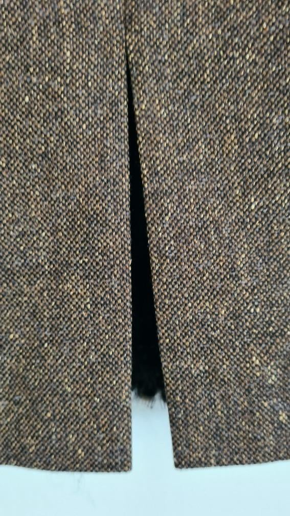 RENA LANGE: Nieuw klassiek bruine tweed jurkje maat 40 € 1.140,–