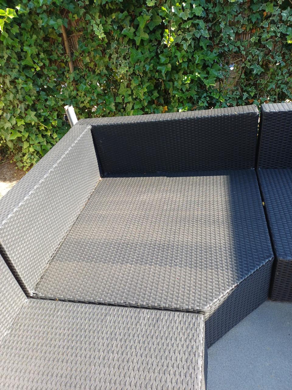 Antraciet  hoekstuk loungeset wicker blokker
