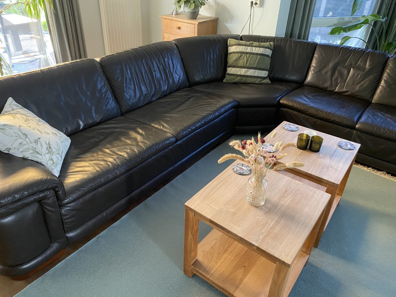 Hoekbank leder
