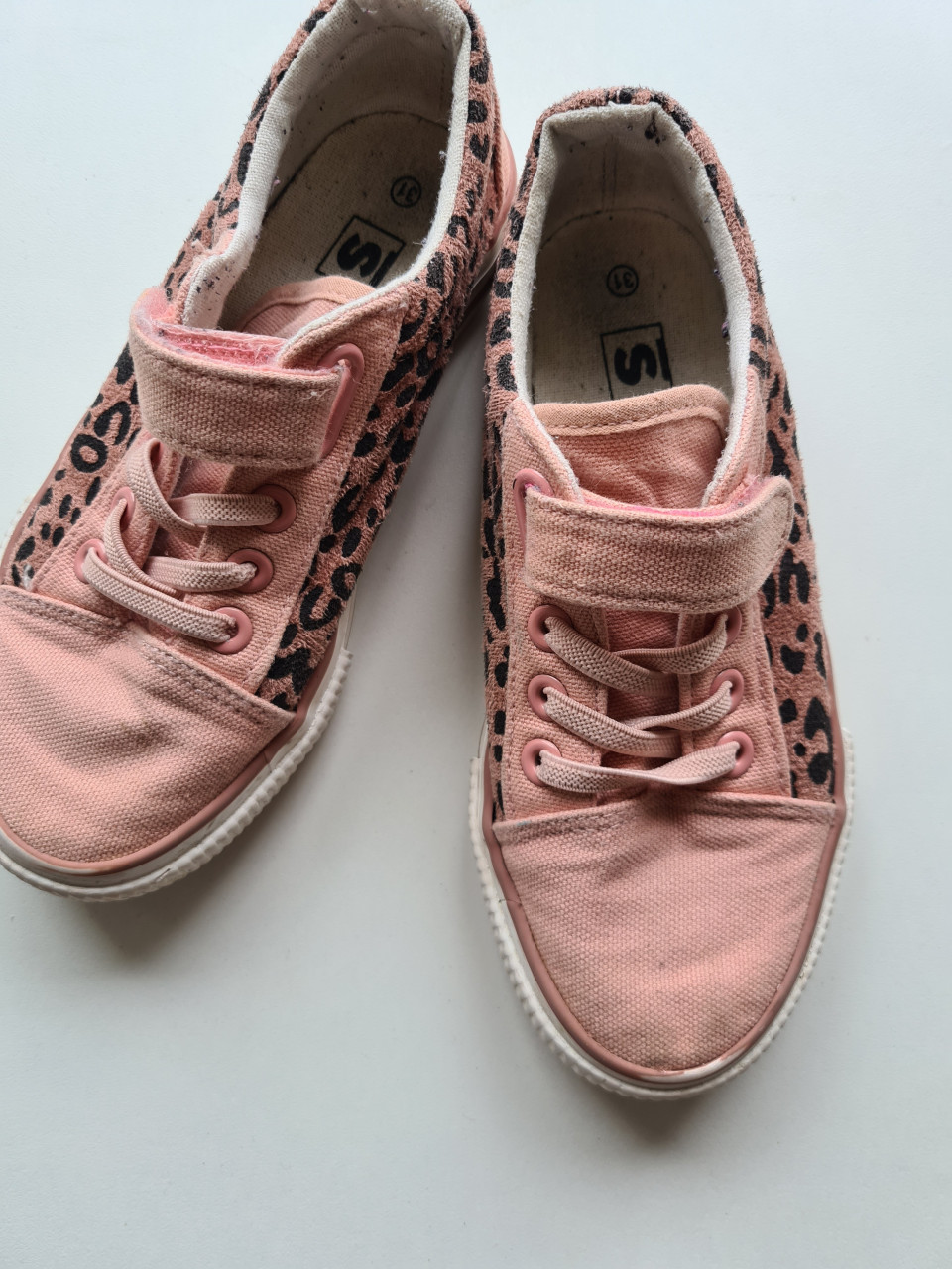 Roze / zalm roze tijgerprint klittenband sneakers Maat 31