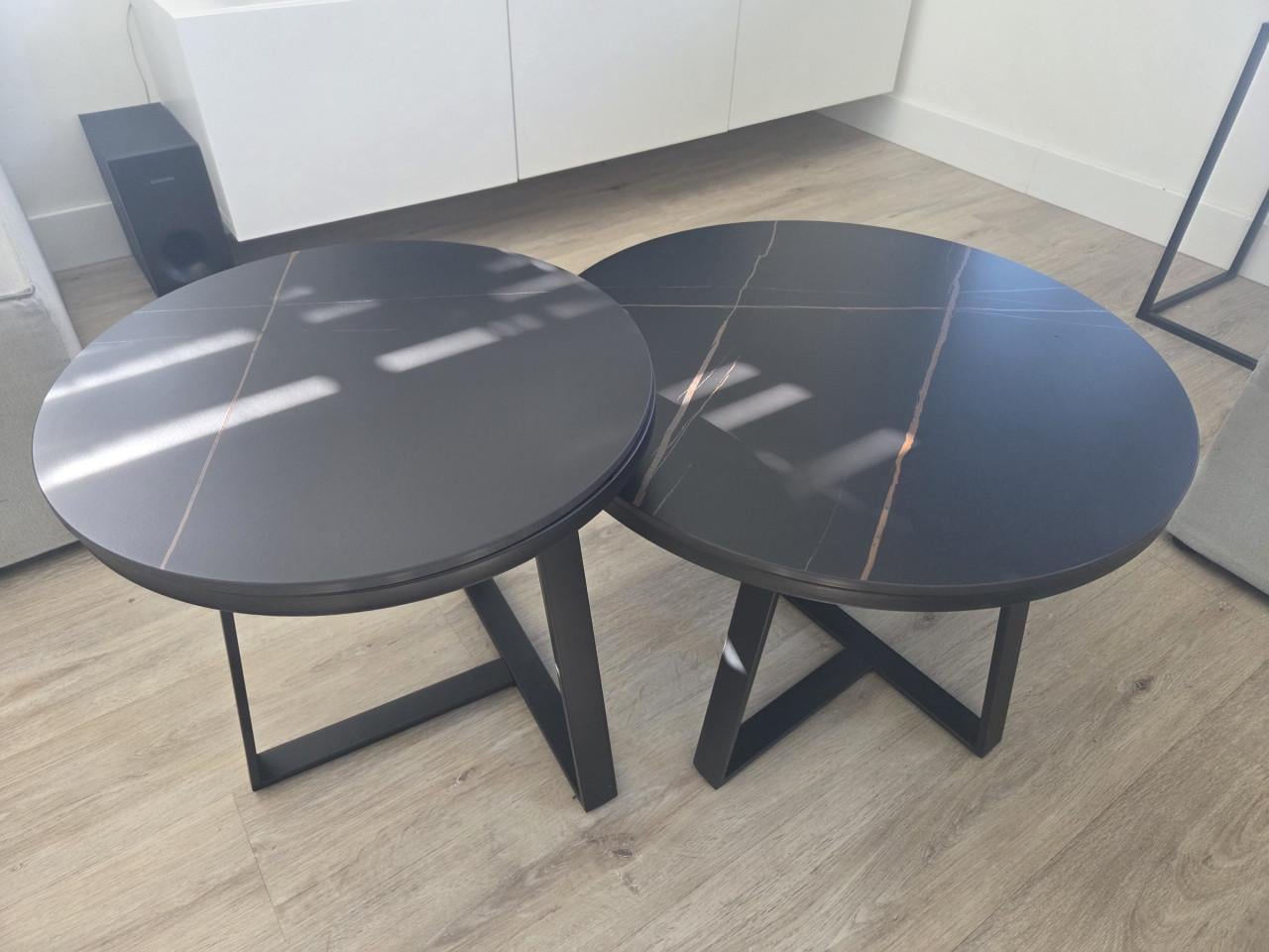 Set van 2 marmerlook salon/bijzettafels