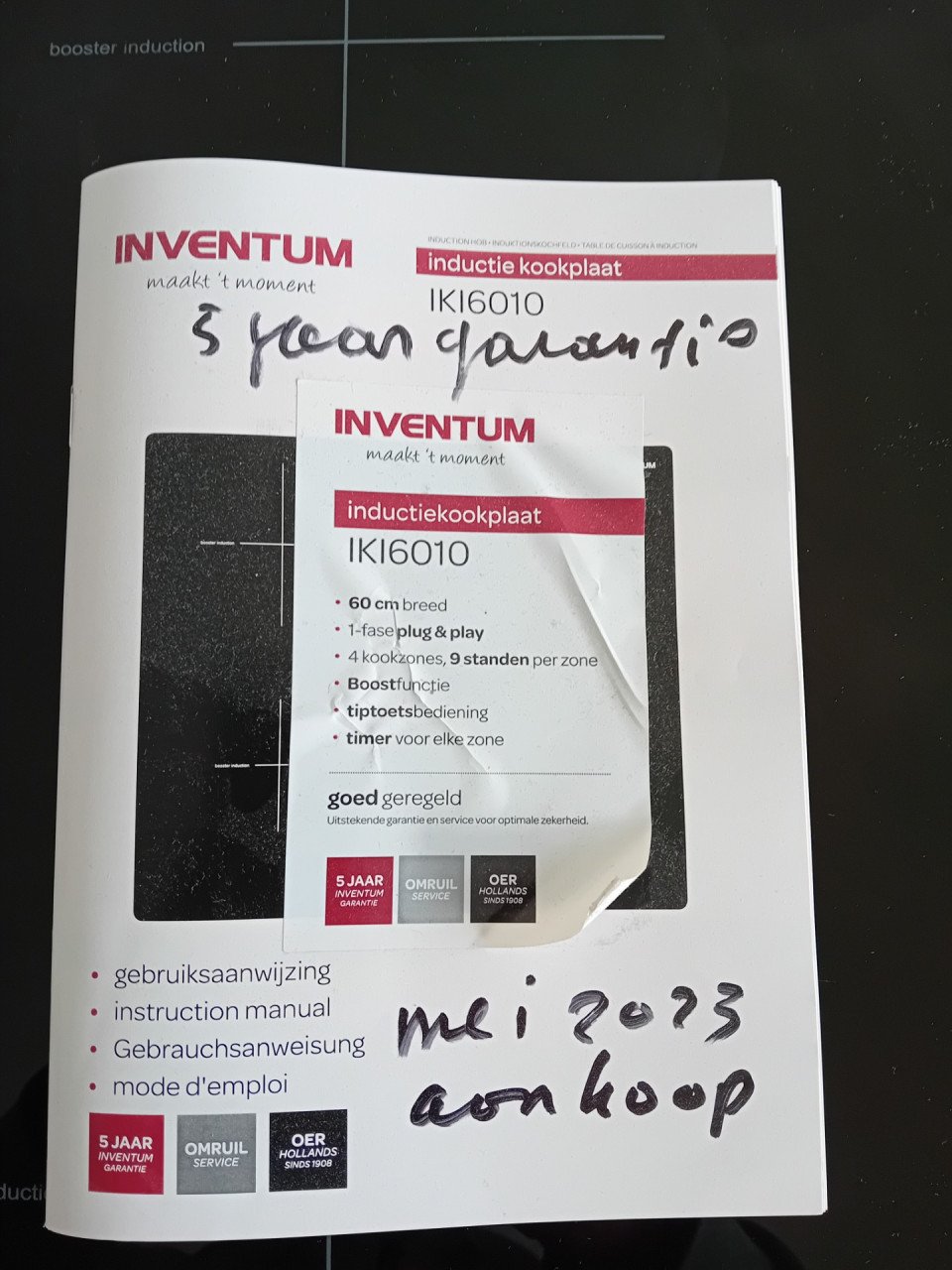 4 plaats inductie kookplaat zwart