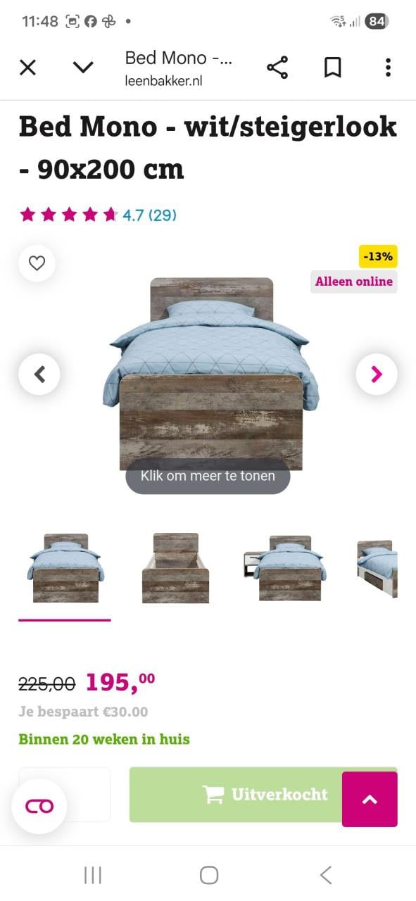 Eenpersoonsbed met opberglade