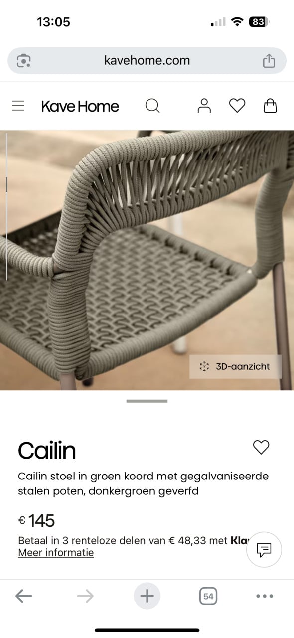 NIEUW 6x Cailin Kave Home tuinstoelen - groen