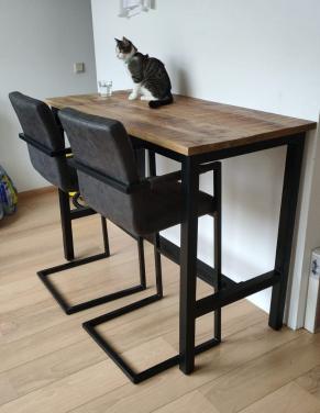 Te koop bartafel met 2 stoelen
