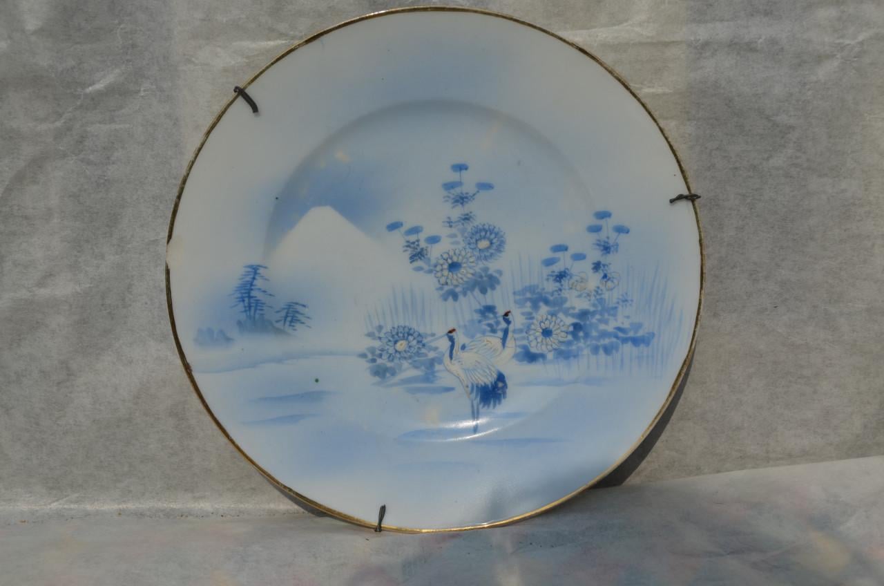 2 Japanse porseleinen bordjes Kraanvogels
